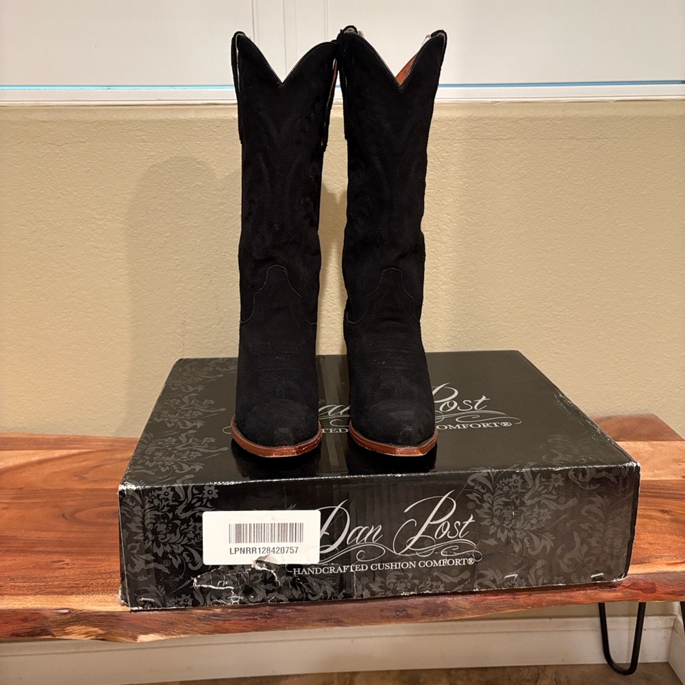 Dan Post Women's Black Suede Heeled Boots - Picture 8 of 10